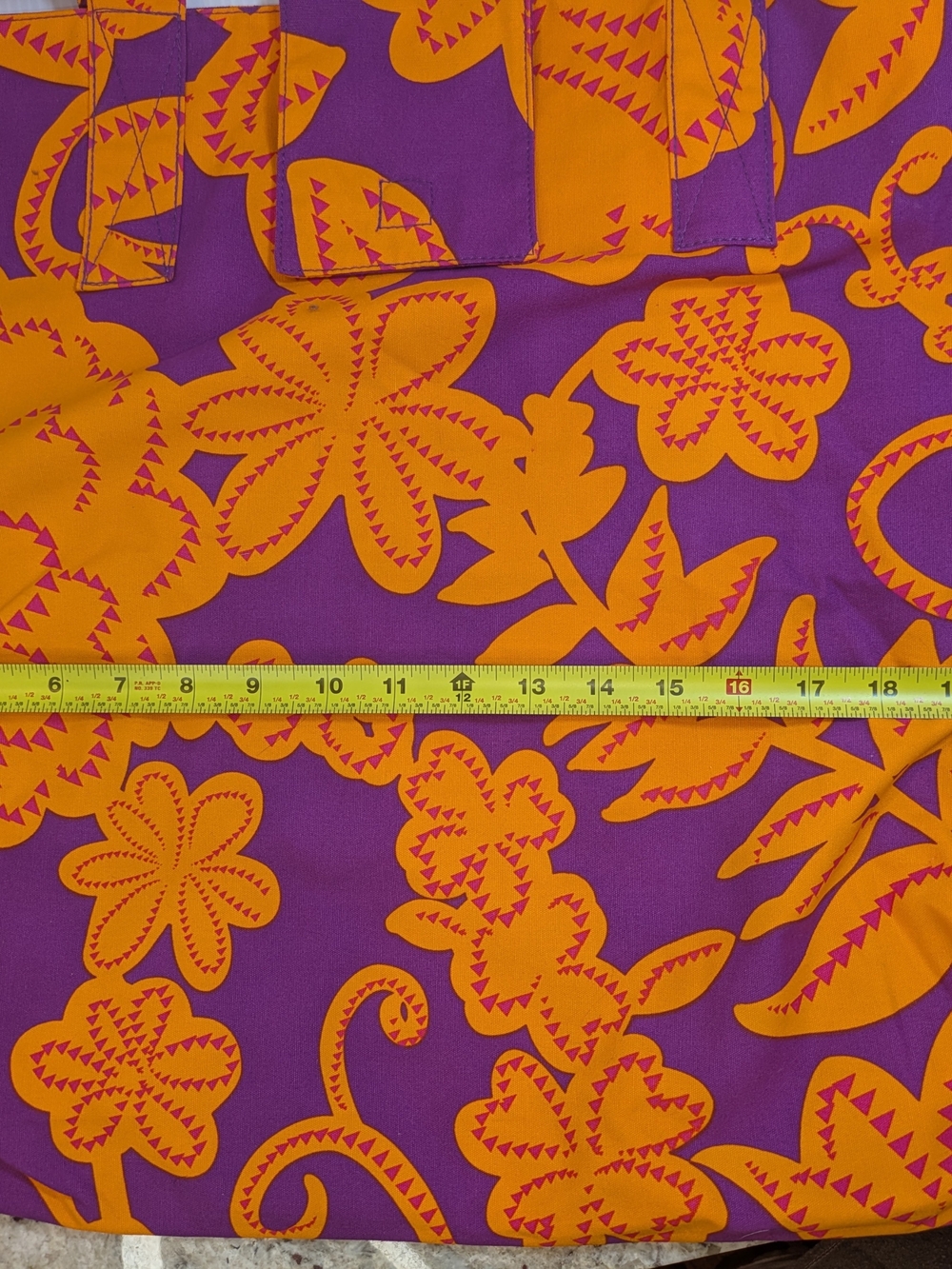 Echo Design Oversized Floral Canvas Tote Bag Purple Orange Boho Beach Shopper - Picture 6 of 11